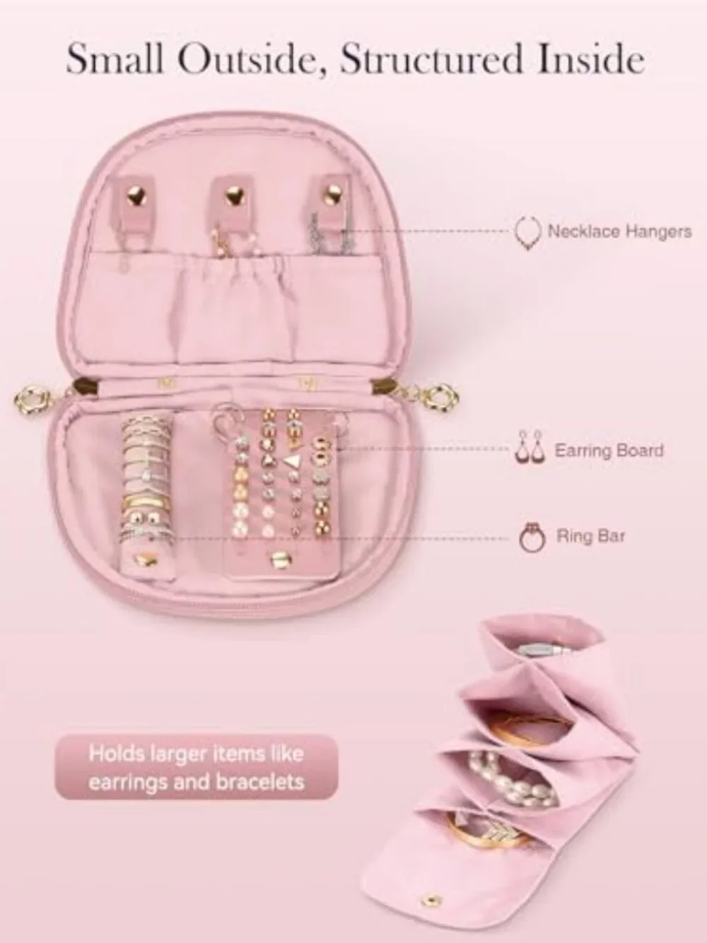 FINTIE Travel Jewelry Case, Small Velvet Jewelry Bag, Organizer Pouch